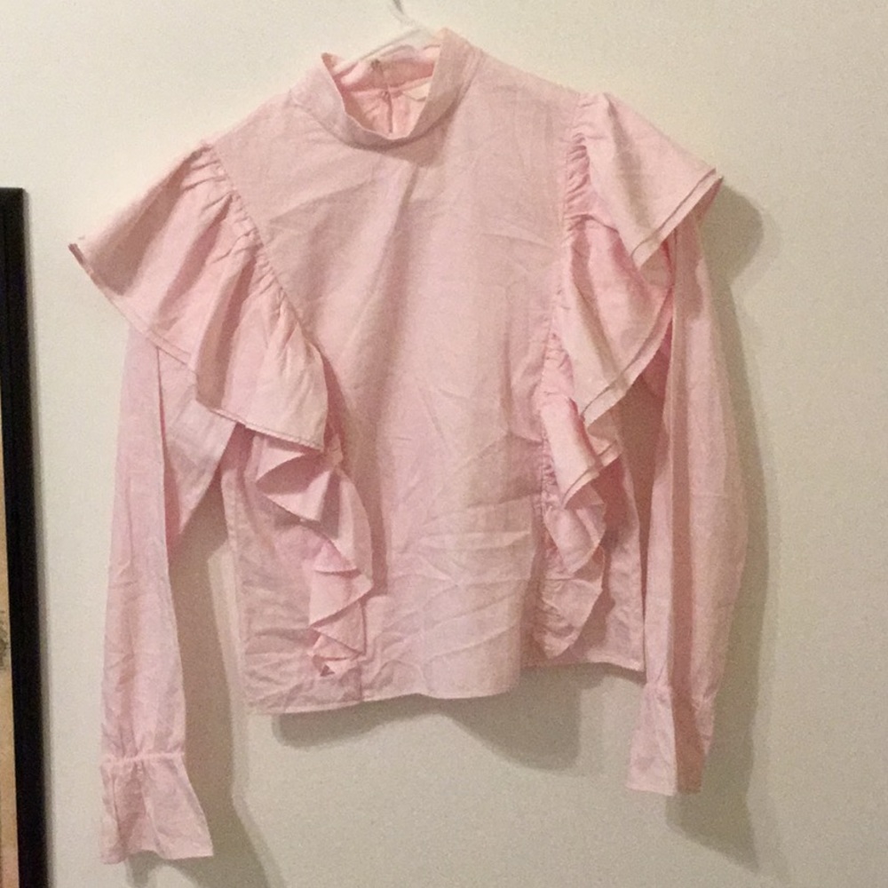 H&M baby pink ruffle blouse